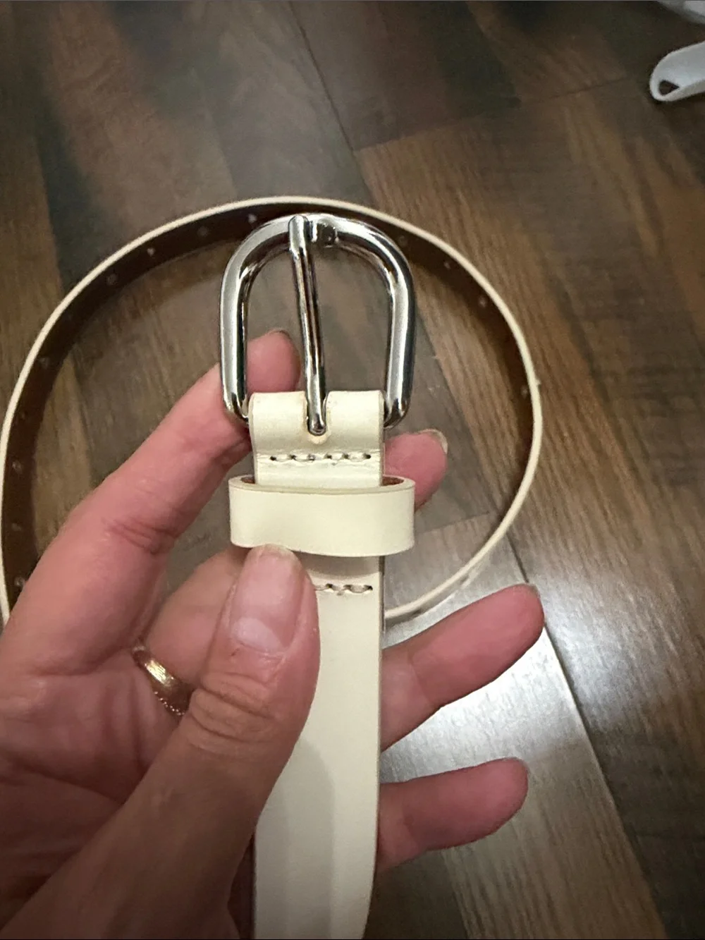 Lucky Brand Cream Heart Leather Studded Women's Belt Large
